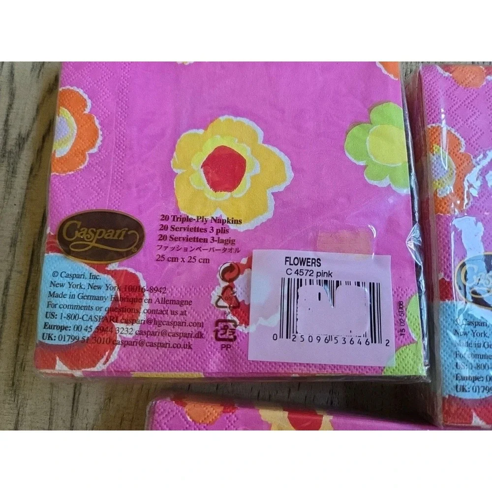 Caspari Napkins Paper Cocktail Napkins Lot Of 2 Guest Paper Towels Flowers NOS